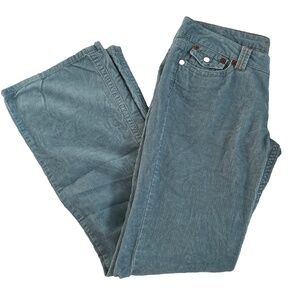Y2K Bluenotes Pants Blue Corduroy Flare Size 9 Low Rise Grunge Punk Rave